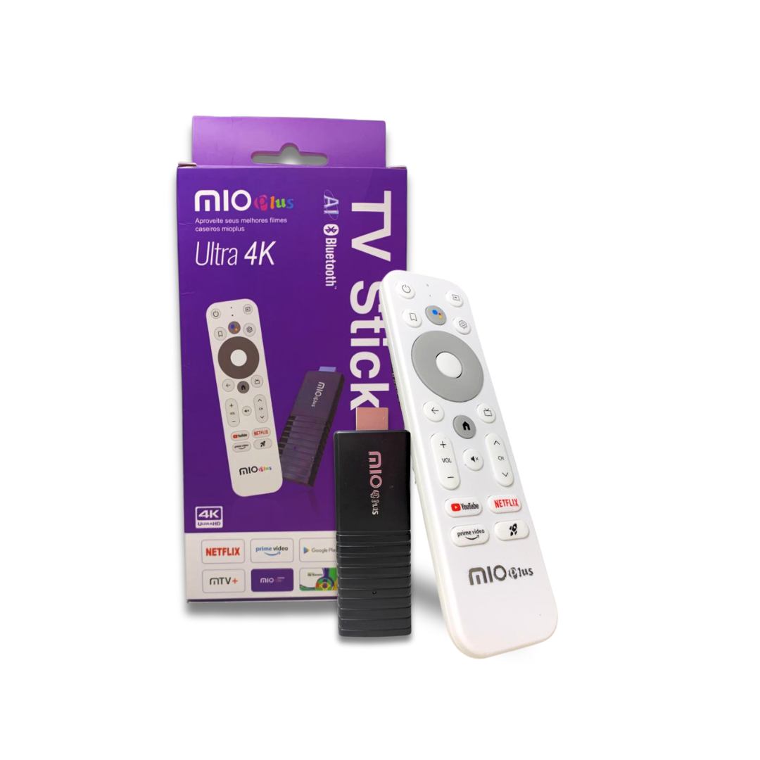 Mioplus S12 – TV Stick 4K Android 14 com Google Assistant e Wi-Fi