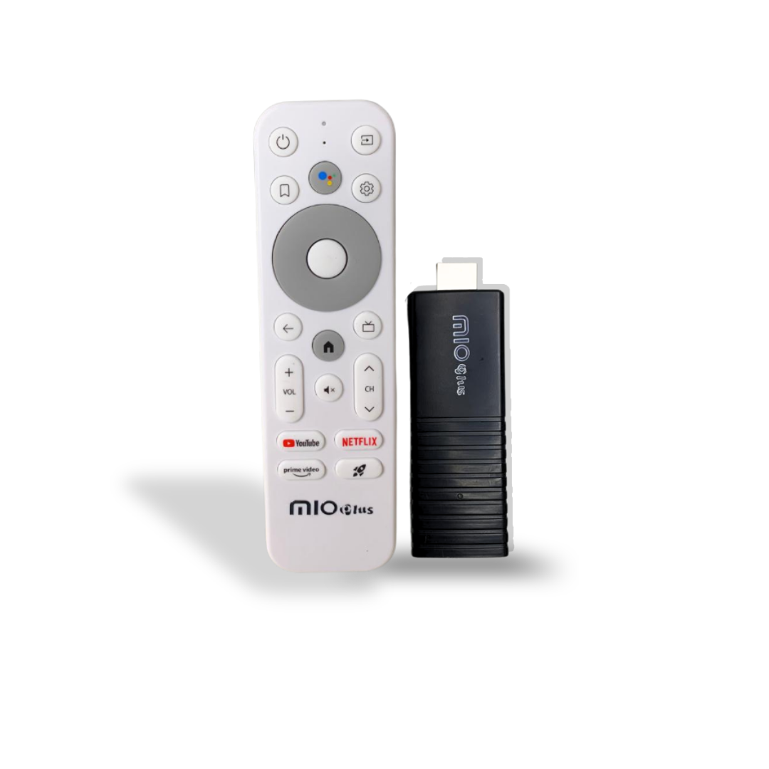 Mioplus S12 – TV Stick 4K Android 14 com Google Assistant e Wi-Fi