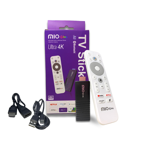 Mioplus S12 – TV Stick 4K Android 14 com Google Assistant e Wi-Fi